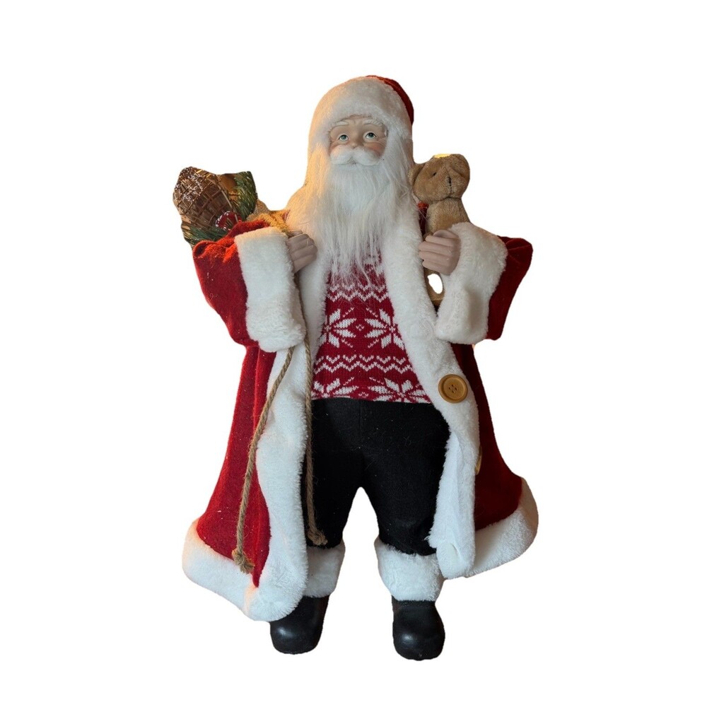 Northlight 24" Holly Berry Standing Santa Claus Christmas Figure with Presents